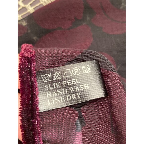 Velvet Floral Shawl Maroon Dark Red Boho Hippie Goth Dark Romance Wrap - Picture 5 of 6